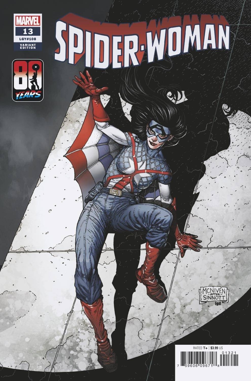Spider Woman 13 McNiven Captain America 80th Anniversary Cover