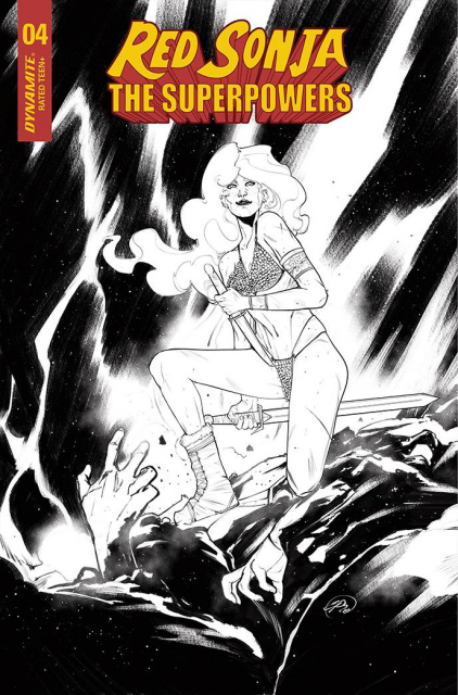 Red Sonja: The Superpowers #4 (7 Copy Pinna B&W Cover)