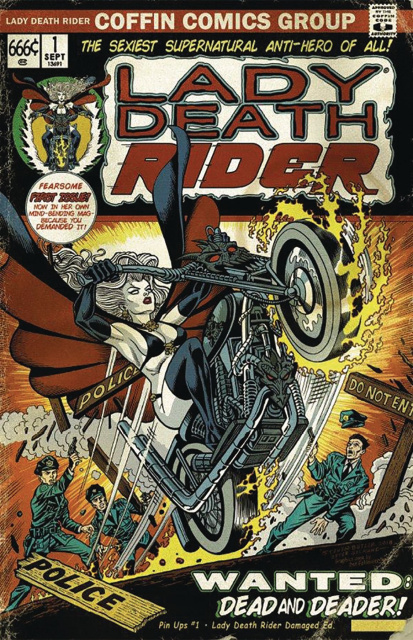 Lady Death: Pin Ups #1 (Lady Death Rider Damaged Cover)