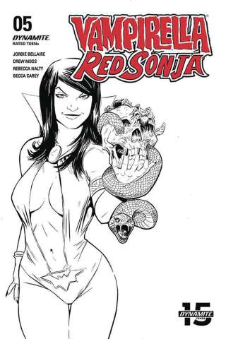 Vampirella / Red Sonja #5 (10 Copy Moss B&W Cover)