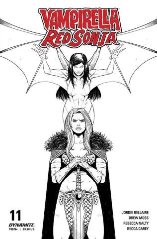 Vampirella / Red Sonja #11 (10 Copy Moss B&W Cover)
