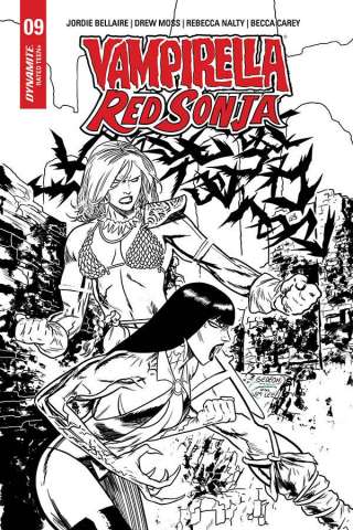 Vampirella / Red Sonja #9 (15 Copy Gedeon B&W Homage Cover)