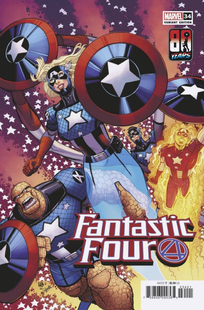 Fantastic Four #34 (Bradshaw Captain America 80th Anniversary Cover)