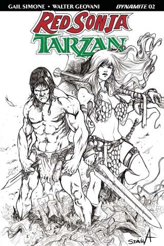 Red Sonja / Tarzan #2 (20 Copy Davila B&W Cover)