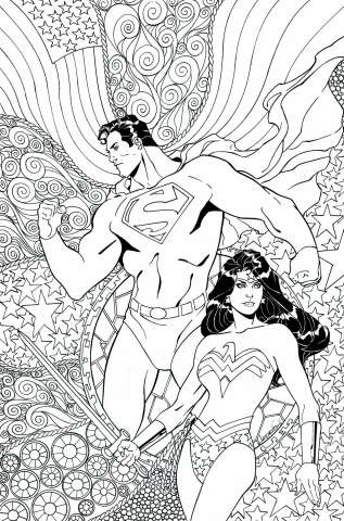 Superman / Wonder Woman #25 (Adult Coloring Book Cover)