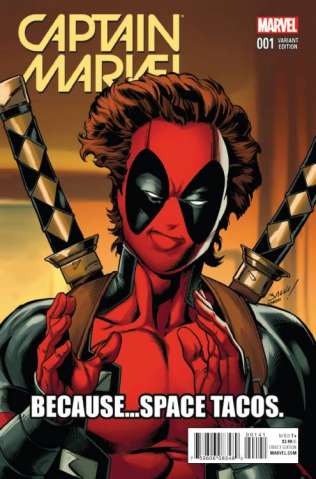 Captain Marvel #1 (Bagley Deadpool Cover)