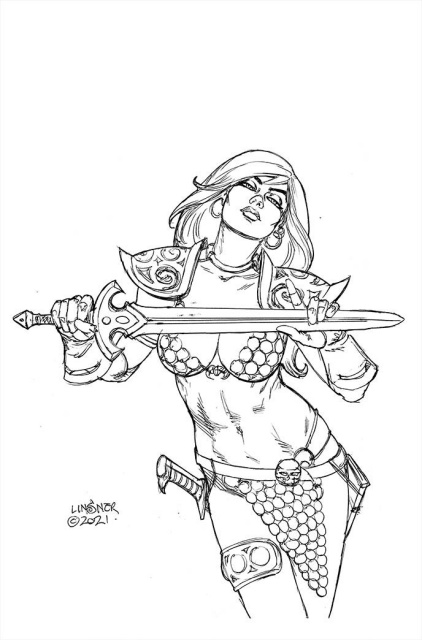 The Invincible Red Sonja #3 (50 Copy Linsner Line Art Cover)