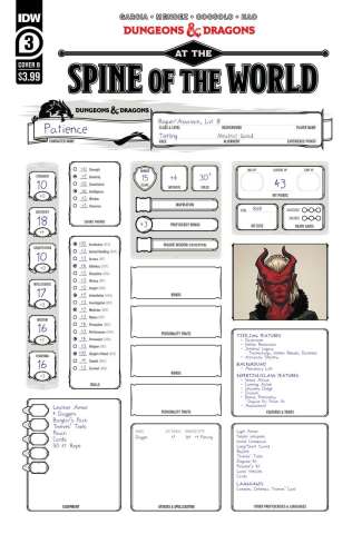 Dungeons & Dragons: At the Spine of the World #3 (Character Sheet Cover)