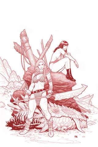 Vampirella / Red Sonja #3 (Ultra Limited Cho Fiery Red Lineart Cover)