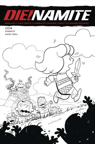 DIE!namite #4 (7 Copy Peanuts Homage Line Art Cover)