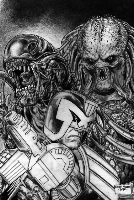 Predator vs. Judge Dredd vs. Aliens #4 (Fabry Pencils Cover)