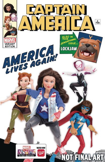 Captain America #6 (Marvel Rising Action Doll Homage Cover)