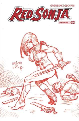 Red Sonja #4 (10 Copy Linsner Fiery Red Line Art Cover)