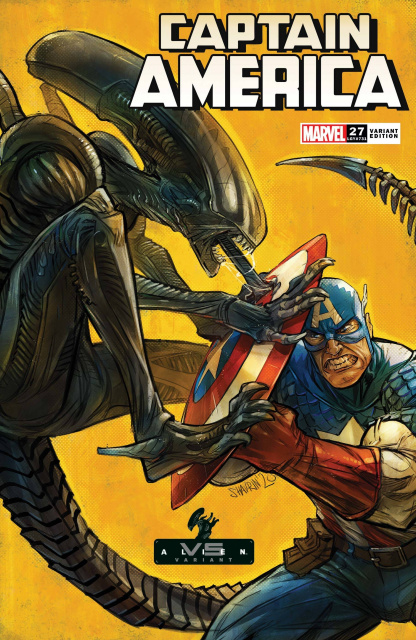 Captain America #27 (Shavrin Marvel vs. Alien Cover)