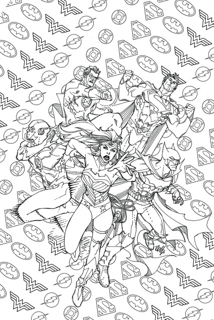 Justice League of America #7 (Adult Coloring Book Cover)