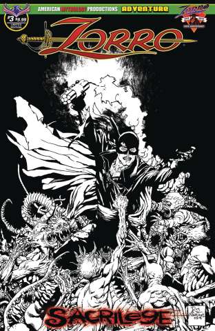 Zorro: Sacrilege #3 (Visions of Zorro B&W Cover)