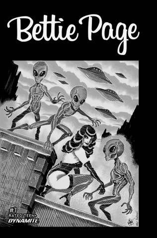 Bettie Page: The Alien Agenda #1 (11 Copy TMNT Homage Cover)