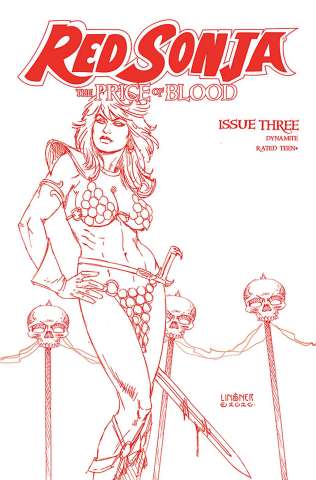 Red Sonja: The Price of Blood #3 (Linsner Crimson Red Line Art Cover)