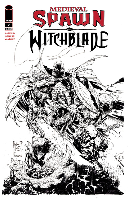 Medieval Spawn and Witchblade #2 (B&W Capullo Cover)