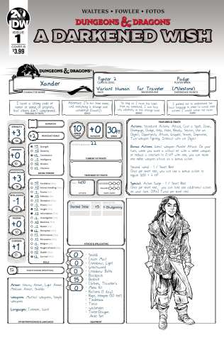 Dungeons & Dragons: A Darkened Wish #1 (Character Sheet Cover)