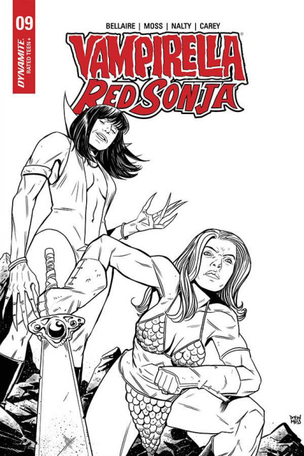 Vampirella / Red Sonja #9 (10 Copy Moss B&W Cover)