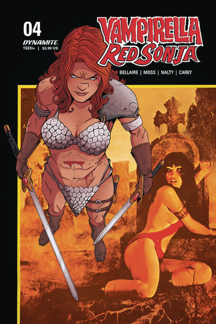 Vampirella / Red Sonja #4 (Moss Then and Now Cover)