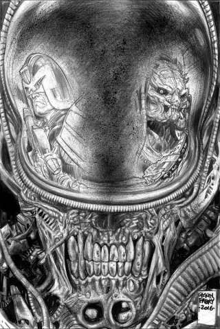 Predator vs. Judge Dredd vs. Aliens #2 (Fabry Pencils Cover)
