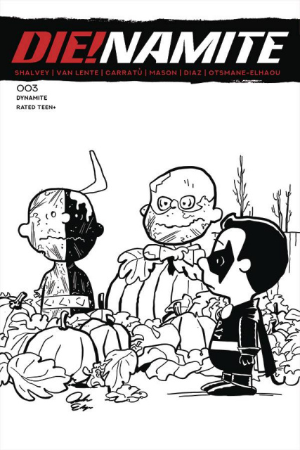 DIE!namite #3 (7 Copy Peanuts Homage Line Art Cover)