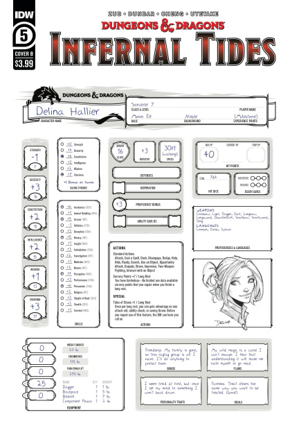Dungeons & Dragons: Infernal Tides #5 (Character Sheet Cover)