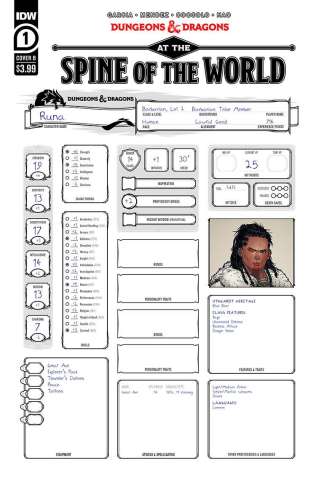 Dungeons & Dragons: At the Spine of the World #1 (Character Sheet Cover)