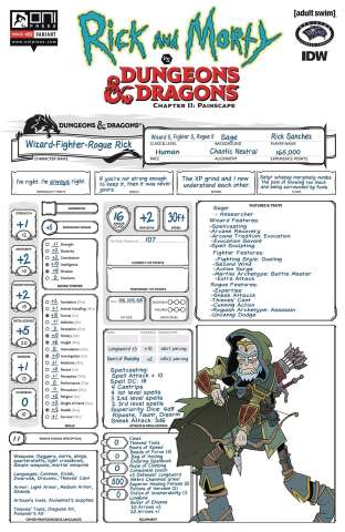 Rick and Morty vs. Dungeons & Dragons II: Painscape #3 (Character Sheet Cover)