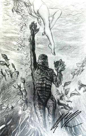 Universal Monsters: The Creature from the Black Lagoon Lives! #1 (0oss 1/100 Sketch Foil Signed Cover)