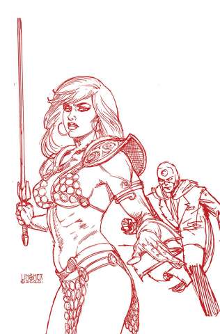 Red Sonja: The Superpowers #2 (Linsner Crimson Red Art Virgin Cover)