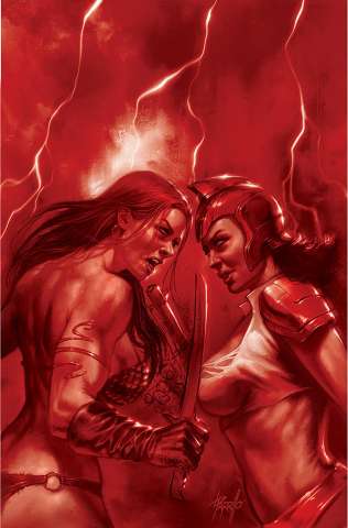 Red Sonja: The Superpowers #2 (Parrillo Crimson Red Art Virgin Cover)