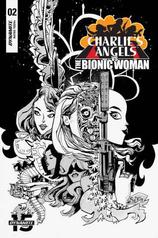 Charlie's Angels vs. The Bionic Woman #2 (Mahfood B&W Cover)