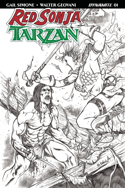 Red Sonja / Tarzan #1 (20 Copy Davila B&W Cover)
