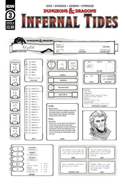 Dungeons & Dragons: Infernal Tides #3 (Character Sheet Cover)