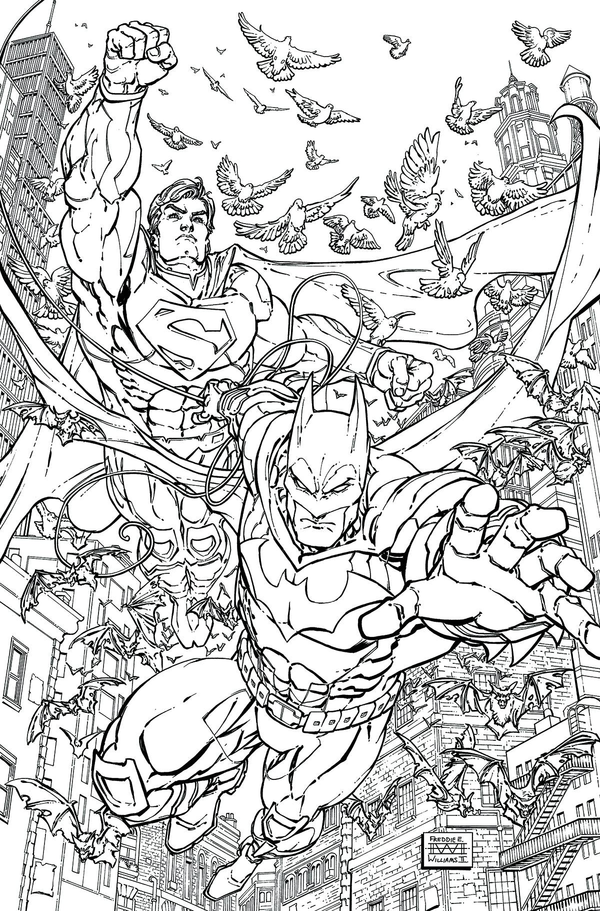 Batman Superman 28 Adult Coloring Book Cover Fresh Comics